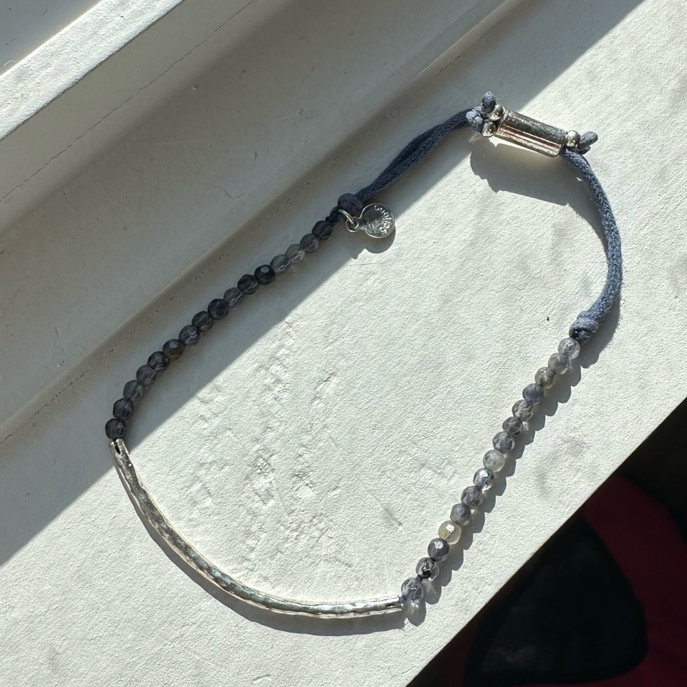 Gorjana Silver Bracelet w Blue Beads